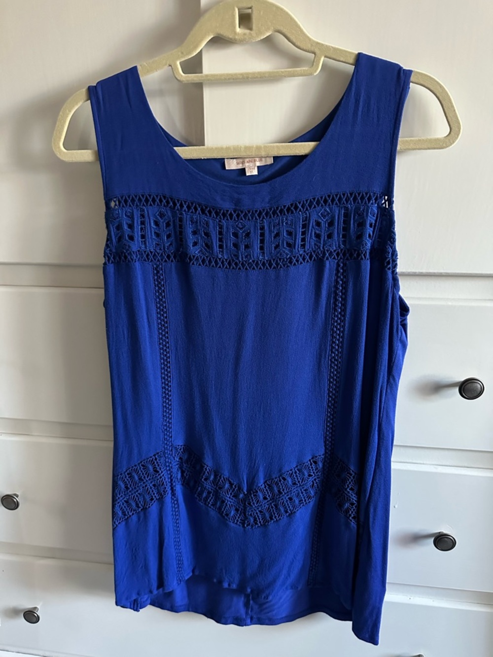 Skies Are Blue Royal Blue Crochet-Trim Sleeveless Camisole